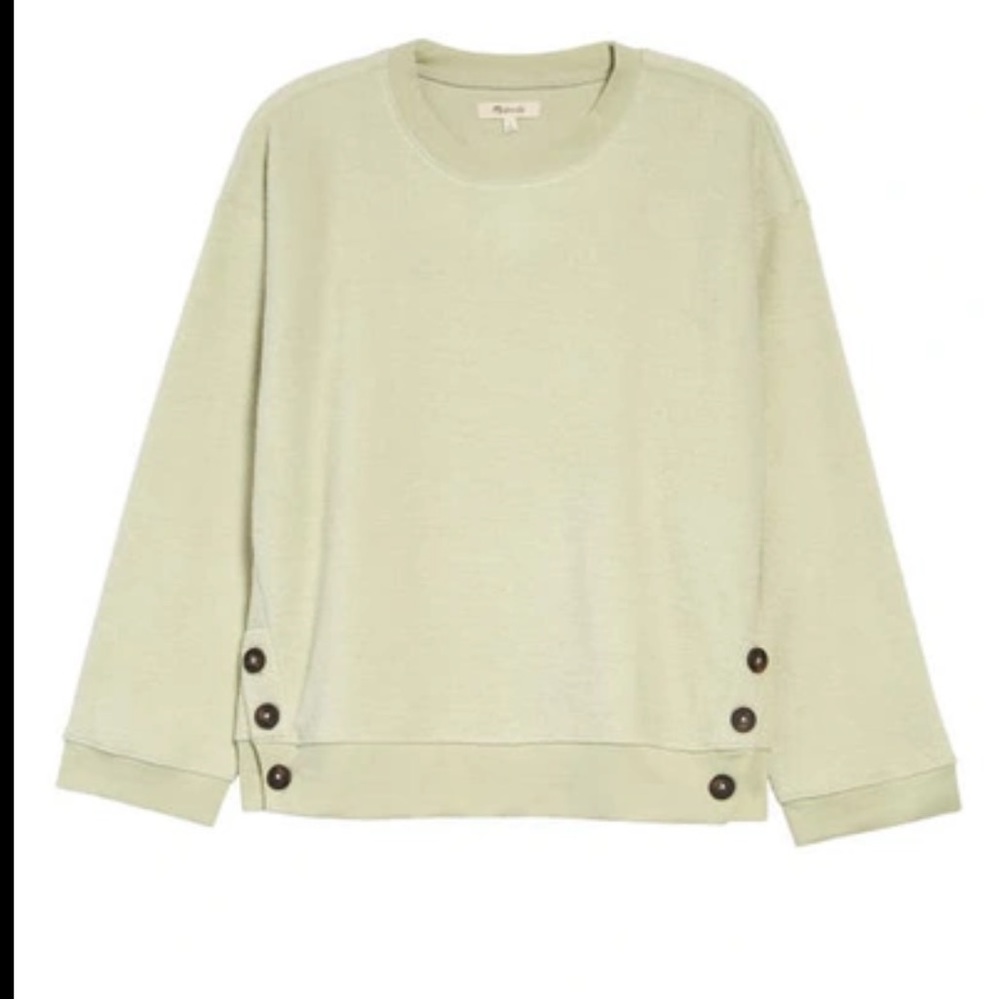 Madewell Brushed Fleeced Side Button Sweatshirt S… - image 1